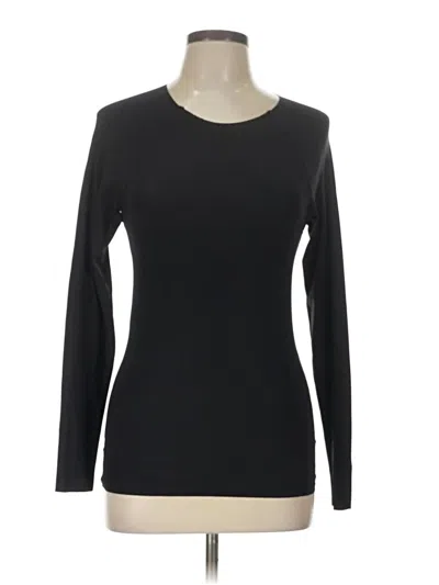 Pre-owned Commando Long Sleeve Top Black Crew Neck Tops