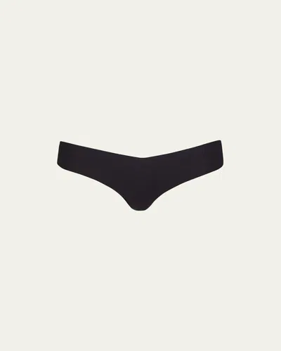 Commando Low-rise Cotton Thong In Black