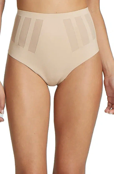Commando Luxe Control High Waist Shaping Thong In Beige
