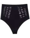 Commando Luxe Control Stretch Mesh-trimmed Tech-jersey Thong In Black