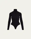 Commando Matte Long-sleeve Turtleneck Bodysuit In Bluestone
