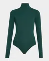 Commando Matte Long-sleeve Turtleneck Bodysuit In Juniper