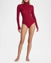 Commando Matte Long-sleeve Turtleneck Bodysuit In Raspberry