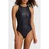 Commando Butter Sleeveless Crewneck Thong Bodysuit In Black