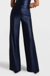 Commando Faux Leather Wide Leg Pant In Black In Blue