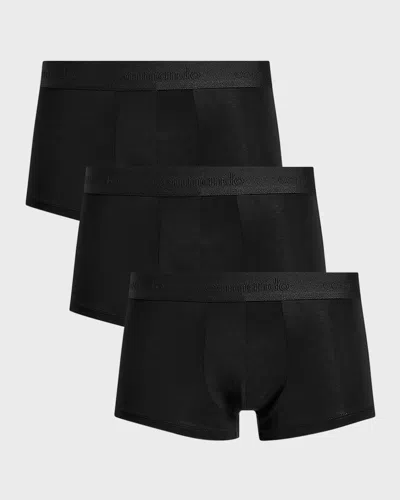 Commando Micro Modal Modern Fit Trunks, Pack Of 3 In Black