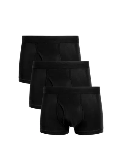 Commando Men's Micro Modal Relaxed-fit Trunk 3-pack In Black
