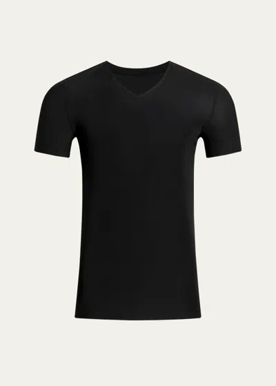 Commando Men's Original Microfiber V-neck T-shirt In Blk-black