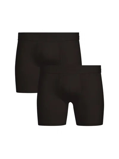 Commando Men's Premier 2-pack Stretch-cotton Boxer Brief Set In Black