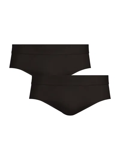 Commando Men's Premier 2-pack Stretch-cotton Brief Set In Black