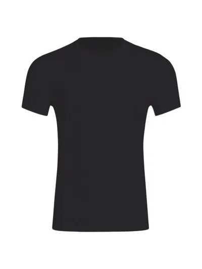 Commando Men's Premier Stretch-cotton Crewneck Undershirt In Black