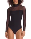 Commando Mesh Mock Neck Bodysuit In Black