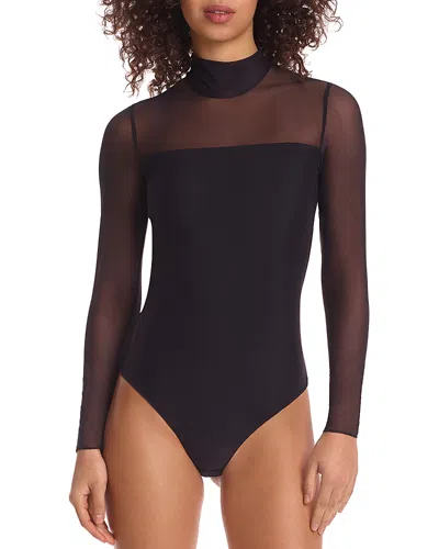 Commando Mesh Mock Neck Bodysuit In Black