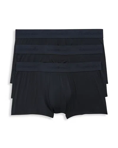Commando Micro Modal Modern Fit Trunks, Pack Of 3 In Black