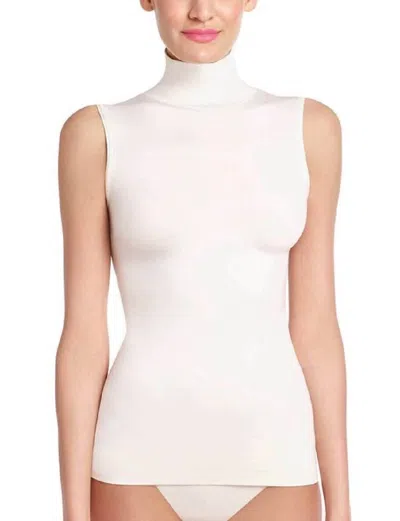 Commando Minimalist Sleeveless Turtleneck Top In White