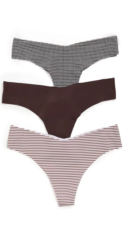 Commando Multicolored Thong 3 Pack Multi In Brown