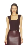 Commando Neoprene Cap Sleeve Bodysuit In Brown