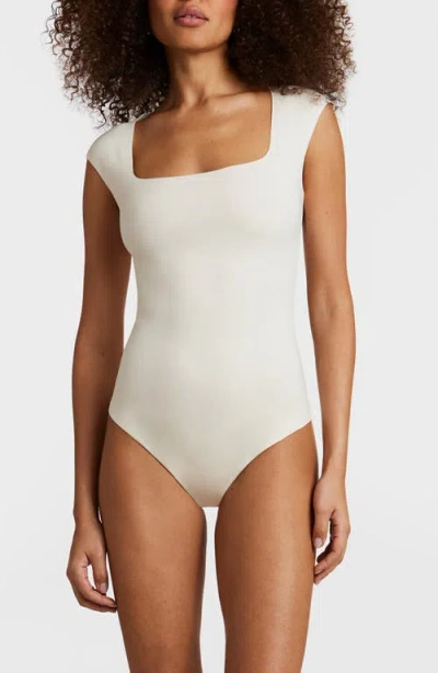 Commando Neoprene Cap Sleeve Bodysuit In Ivory