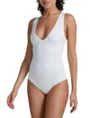Commando Neoprene Deep V Bodysuit In White In White