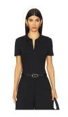 Commando Neoprene Polo Bodysuit In Black