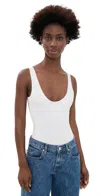 Commando Better Than Basic Rib Tank Thong Bodysuit White In White