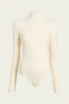 Commando Neoprene Turtleneck Bodysuit With Thumbholes In Ivory