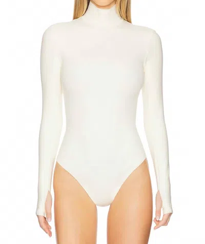Commando Neoprene Turtleneck Bodysuit With Thumbholes In Ivory In White