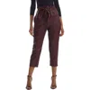 Commando Paperbag Waist Faux Leather Crop Pants In Oxblood