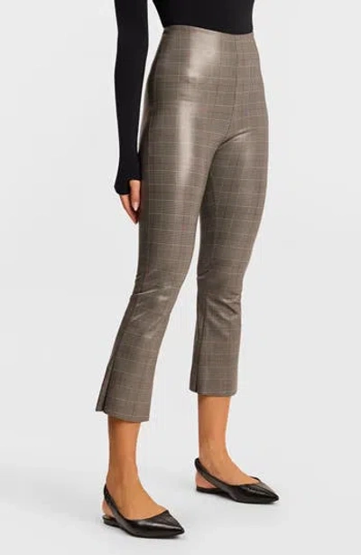 Commando Plaid Faux Leather Crop Pants In Gray
