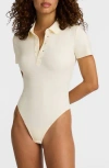 Commando Polo Scuba Knit Bodysuit In White