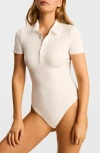 Commando Polo Scuba Knit Bodysuit In White