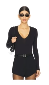 Commando Prima Ballet Deep V Bodysuit In Black