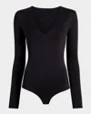 Commando Prima Ballet Deep V-neck Thong Bodysuit In Black