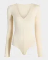 Commando Prima Ballet Deep V-neck Thong Bodysuit In Ivory