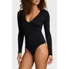 Commando Prima Ballet Deep V-neck Thong Bodysuit In Black
