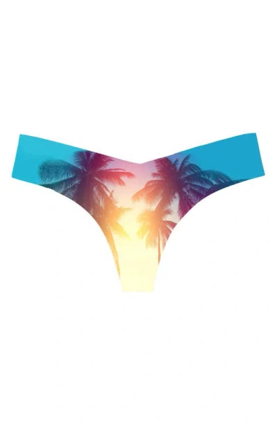 Commando Print Thong In Photo Op Sunset Palms-eg186