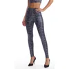 Commando Reptile Embossed Faux Leather Leggings In Steel Python