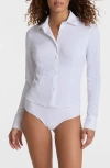 Commando Ribbed Button-up Bodysuit In White