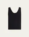 Commando Scoop-neck Cotton Tank Top In Black