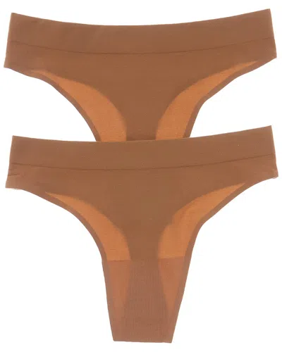 Commando Set Of 2 Ballet Body Thong Panty In Brown