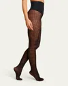 Commando Sheer Houndstooth Microfiber Tights In Black