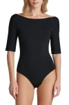 Commando Butter Turtleneck Thong Bodysuit In Black