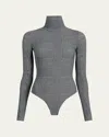 Commando Sparkle Turtleneck Bodysuit In Houndstooth Plaid