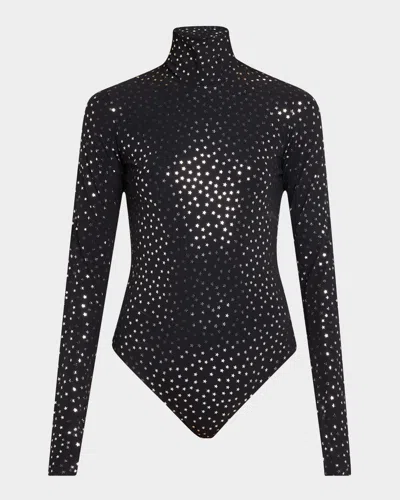 Commando Women's Classic Print Turtleneck Bodysuit In Silver Star