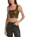 Commando Faux Leather Square Neck Crop Top In Green - Part Of A Set In Blue