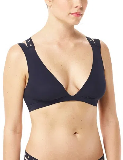 Commando Strappy Studded Bralette In Black In Blue