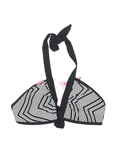 Pre-owned Commando Swimsuit Top Black Chevron/herringbone Pattern Swimwear