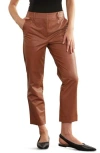 Commando Crop Tapered Faux Leather Trousers In Cocoa