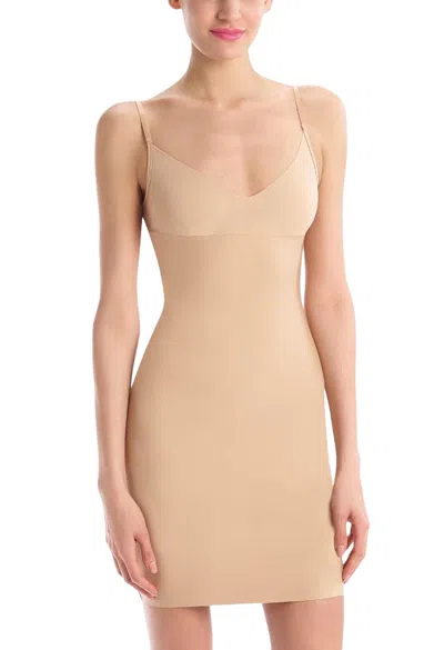 COMMANDO TWO-FACED TECH CONTROL FULL SLIP DRESS IN NUDE