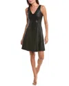 Commando V-neck Faux Leather A-line Dress In Black